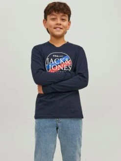 Jack & Jones Junior Langærmede Toppe Shirts Børn Sort / Hvid -ChicVerden Salgsbutik 427e4ff8be872ad30f0700feeb9a1733