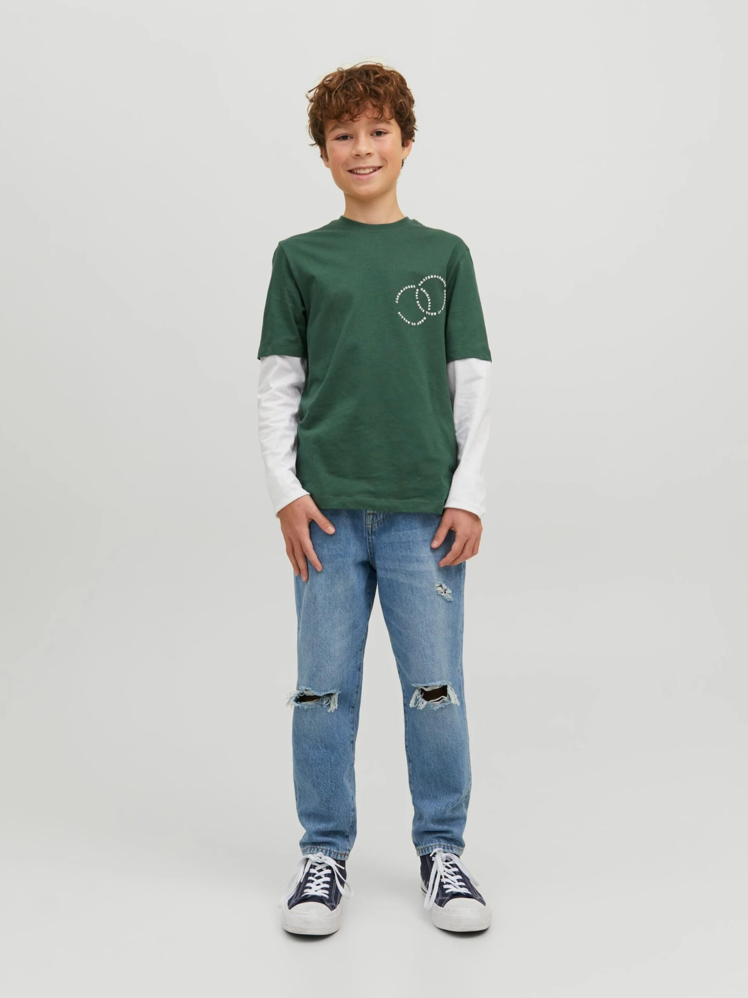 Jack & Jones Junior Langærmede Toppe Shirts Joroli Børn Mørkegrøn 3 Jack & Jones Junior Langærmede Toppe Shirts Joroli Børn Mørkegrøn - Billede 3