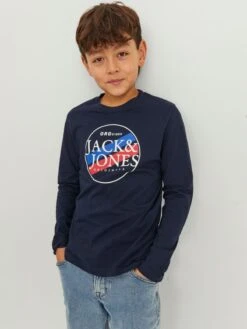 Jack & Jones Junior Langærmede Toppe Shirts Børn Sort / Hvid -ChicVerden Salgsbutik 59f16aa4acce3773de34fc414798722e