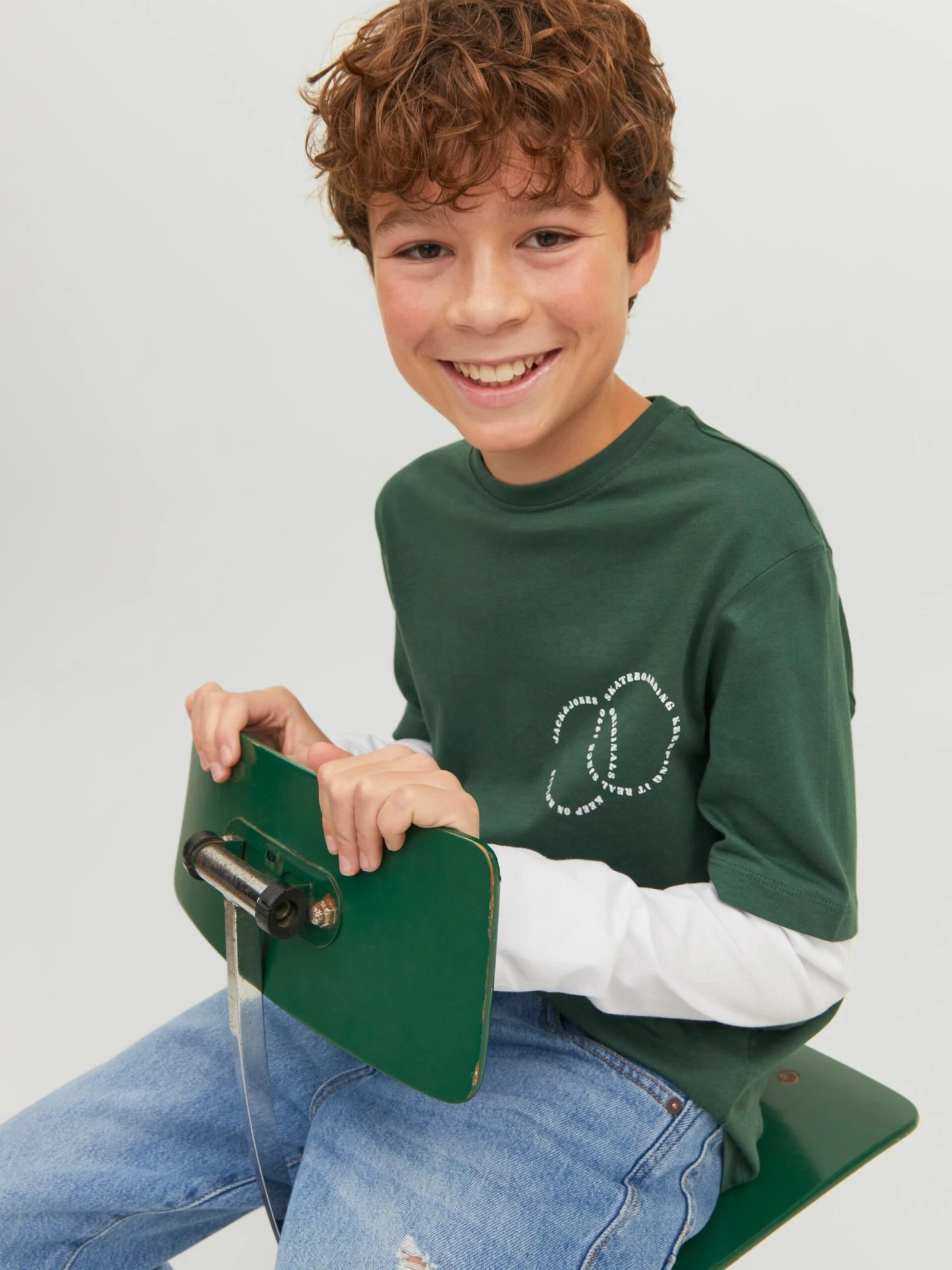 Jack & Jones Junior Langærmede Toppe Shirts Joroli Børn Mørkegrøn 5 Jack & Jones Junior Langærmede Toppe Shirts Joroli Børn Mørkegrøn - Billede 5