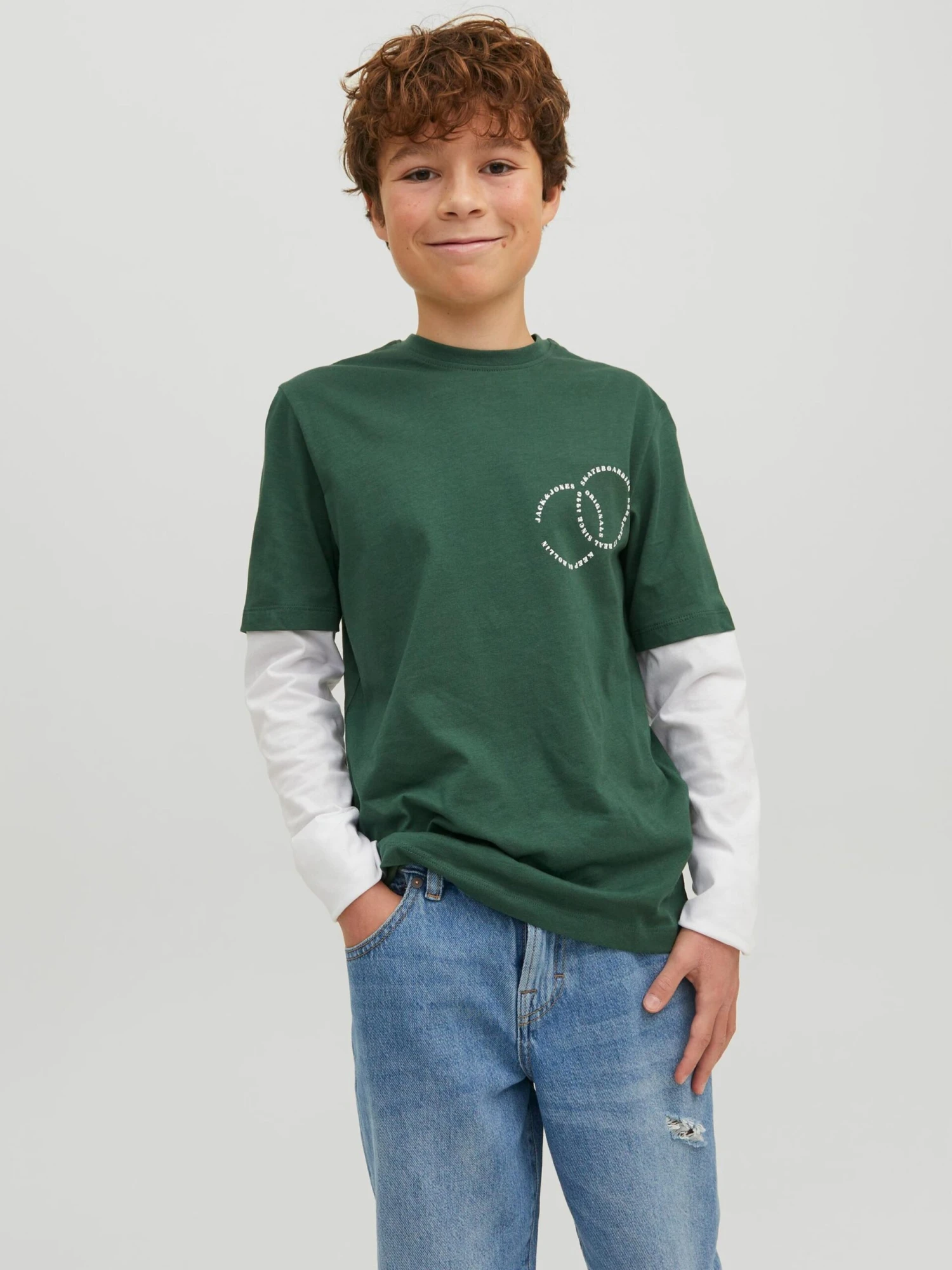 Jack & Jones Junior Langærmede Toppe Shirts Joroli Børn Mørkegrøn 2 Jack & Jones Junior Langærmede Toppe Shirts Joroli Børn Mørkegrøn - Billede 2